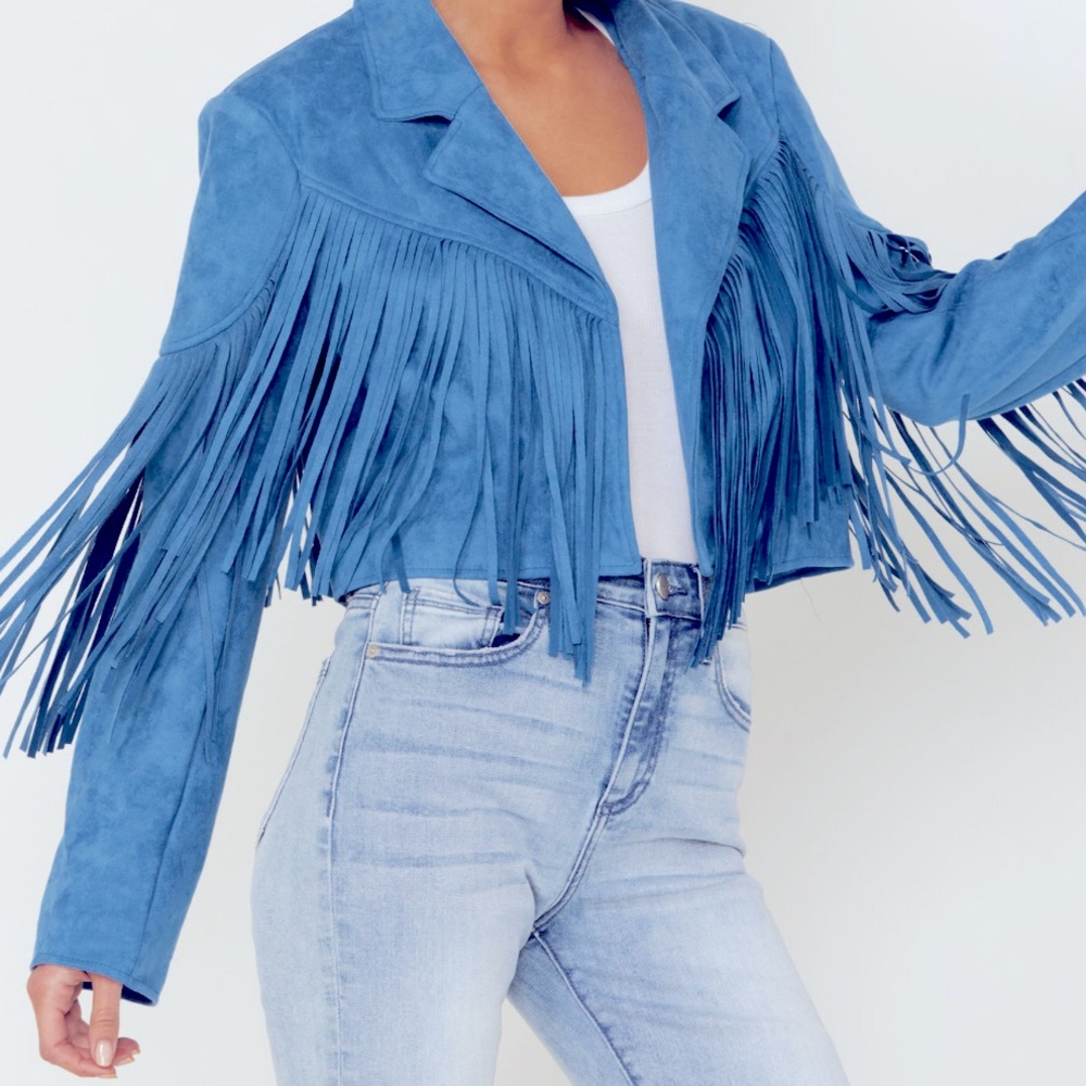 Boot barn Blue fringe jacket